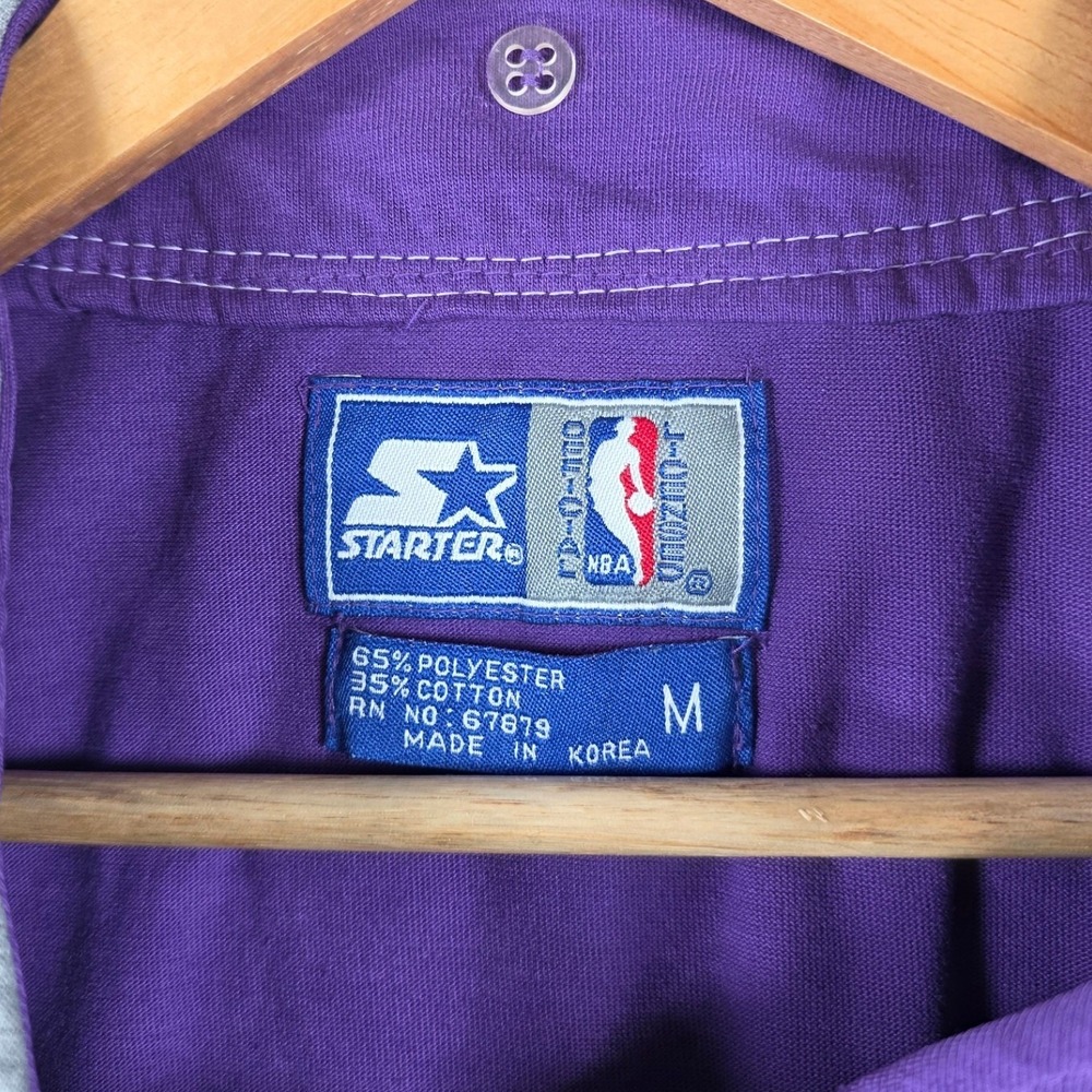 Vintage Starter Los Angeles Lakers NBA Baseball Jersey Mens Medium Purple Grey - Picture 4 of 7